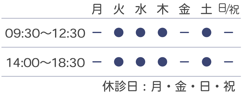 診療時間カレンダー